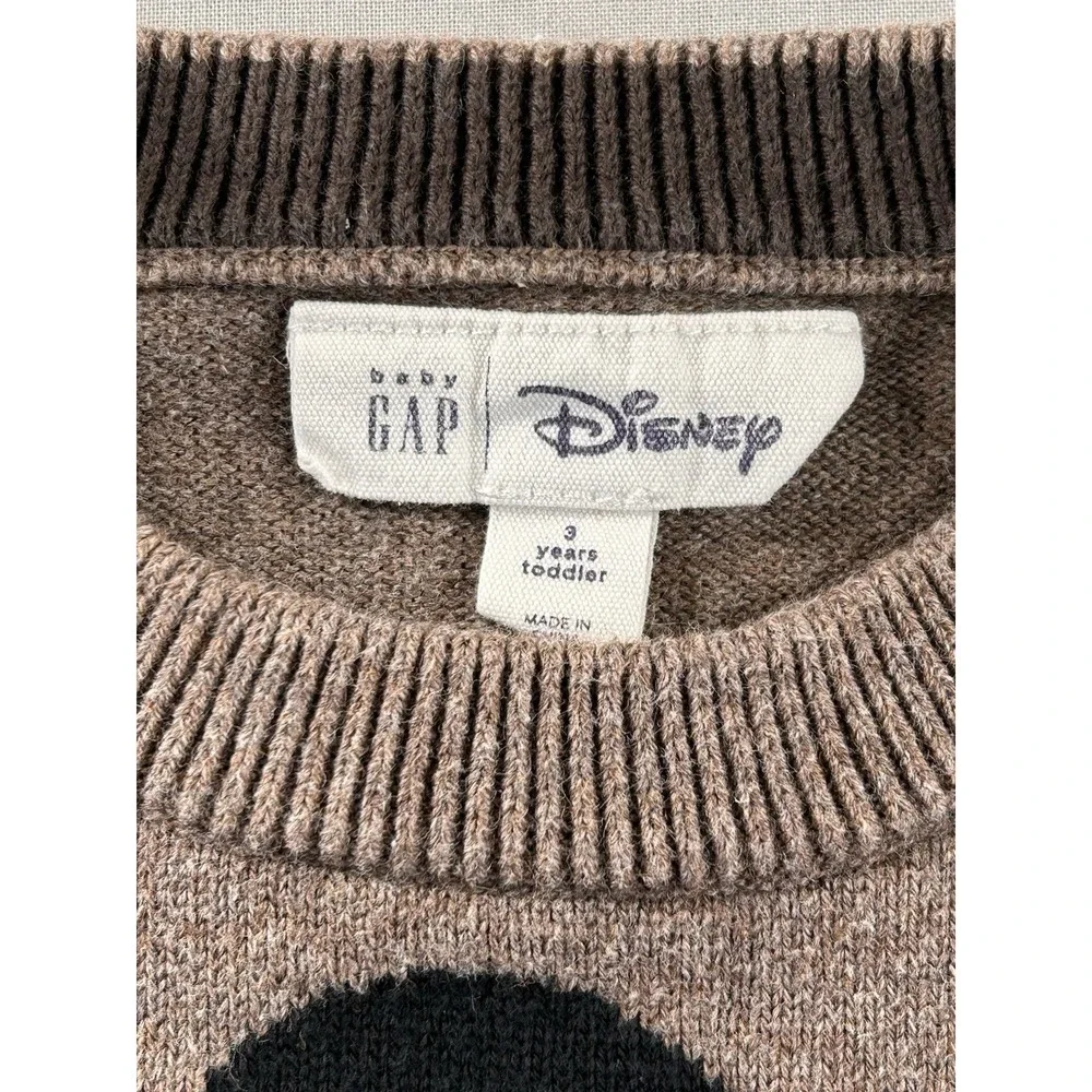 Baby Gap Mickey Mouse Heather Brown Long Sleeve Sweater Toddler 3 Years‎